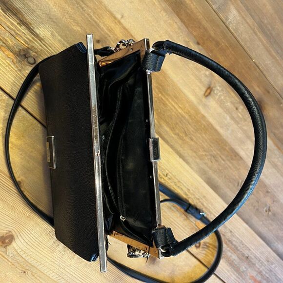 Dune London Black Faux Reptile Shoulder Bag with Gold Accents - Picture 9 of 16